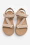 S-Step Dark Beige Cross Detail Velcro Thick Sole Women's Sandals - 7