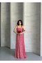 Women's Red Wide Strap Shoulder Tie Tight Fit Cotton Dress - 4