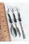 Leaf Detailed Hematite Natural Stone Long Women's Earrings |   Favorited and Preferred Earrings - 4