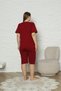 Women's Burgundy Plus Size 100% Cotton Summer Short Sleeve Pocket Capri Bermuda Pajama Set - 8