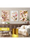 Amazing |   Pink Gold Rose Combination (Rose) | Framed Glass Table 3 Pieces Vertical