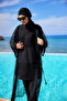 Black Tulle Kimono – Stylish, Lightweight and Full Length Hijab Beach Pareo P2501-1 - 3