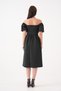 Women's Stretchy Diver Fabric Square Neck Balloon Sleeve Design Black Midi Evening Dress582613 - 3