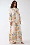 Button Detail Printed V-Neck Modest Dress - 5