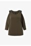 Women's Plus Size Khaki, Off-The-Shoulder, Sequin and Bead Embroidered Jersey Blouse 65N38966 - 6