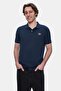 Lakes Navy Blue Polo Collar Embroidered 100% Cotton Standard Fit Men's Tshirt