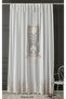 Madaleon Ecru-Beige Linen Look Embroidered Tulle Curtain (Measurements Width X Length) - 7