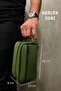 Genuine leather green personal care and travel bag - 4