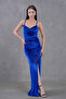 New Season Women's Velvet Low-cut and Slit Strap Evening Dress - 5