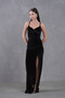 New Season Women's Velvet Low-cut and Slit Strap Evening Dress - 6