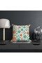 Nature Themed Bird and Flower Patterned Blue Cream Color Digital Printed Gift Set of 6 Throw Pillow Covers - 4