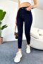 Dark Navy Blue High Waist Trousers Skinny Jeans - 6
