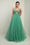 Women's Rope Strap Lined Chest Pleated Beading Embroidered Long Princess Dress - 2