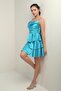 Women's Rope Strap Back Lace up Skirt Layered Satin Short Dress - 3