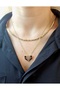 Premium Series Stainless Steel Black Enamel Detailed Gold Necklace