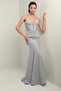 Women's Strapless Lace up Back Lining Underwire Long Fish Evening Dress - 3