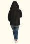 Boy's Black Lined Water and Windproof Hooded Double Zipper Pocket Raincoat - 4