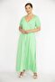 Women's Large Size Green Shoulder and Sleeve Rubber Detailed Wrap Collar Dress 65n36743 - 3