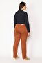 Women's Large Size Cinnamon Lycra Gabardine Fabric 5 Pocket Trousers 65n29235 - 3
