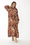 Women's Large Size Colorful Woven Viscose Fabric Front Buttoned Hem Tiered Dress 65N37087 - 3