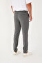 Men's Jogger Pants Slim Fit Waist Half Elastic Lycra Dark Gray Fabric Trousers - 7