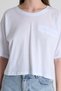 White Pocket Detailed Crew Neck Crop T-Shirt 2136m - 4