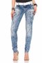Wd322 Blue Women's Jeans with Thick Stitched Pockets