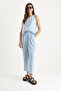 Women's Baby Blue Thick Strap Blouse Elastic Waist Pants Modal Set 3089 60283231 - 3