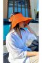 Orange Sunscreen Foldable Straw Visor Hat with Ribbon Hsr2080 - 7