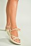U267763509 Beige Low Heeled Women's Sandals with Gold Ring Detail - 2