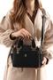 Black 3 Compartment Design Bag with Exquisite Details 25X17X11 cm and Makeup Mirror - 2
