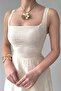 Embroidered Floral Patterned Lined Midi Length Linen Dress - 4
