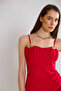 Gold Detail Strap Dress - Fuchsia - 3