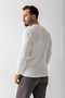Men's White Crew Neck Slim Fit Stretchy Waffle Fabric Textured Long Sleeve T-Shirt - 5073-2 - 8