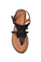 Black Genuine Suede Floral Flip Flops Brown Genuine Leather Ankle Strap Women's Sandals - 5