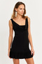 Women's Black Degaje Neckline Mini Dress Hor0078 - 4