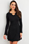 Women's Black Mini Dress with Collar Accessories Fry2267 - 4