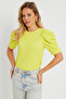 Women's Wrap Blouse Neon Yellow AYD282 - 3