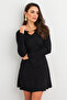 Women's Black Mini Dress with Collar Accessories Fry2267