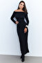 Women's Black Draped Maxi Dress Shr7 - 6