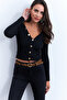 Women's Black Buttoned Short Cardigan Ey2952 - 8
