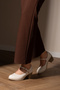Women's Genuine Leather Strappy Heeled Shoes - Cream - 3