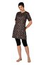 Semi Covered Large Size Short Sleeve Hijab Swimsuit - 3454 - 2