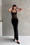 Elsa Hosk Black Tulle Detailed Low-Cut Waist Stretchy Sandy Fabric Long Maxi Dress - 6