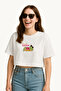 Women's White T-Shirt Colorful Minimal Animal Printed Summer