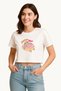 Women's White Short T-Shirt Colorful Animal Printed Summer Semi Crop T-Shirt