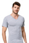 Men's Gray V-Neck Short Sleeve Casual Basic 100% Cotton Single Jersey T-Shirt Vr.İl.01.10.34.034.Y01 - 4