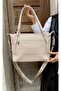 Of Colors Justpolo Women's Cream Large Shoulder Bag with Adjustable Long Strap - 3