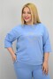 Women's Plus Size Short Sleeve Floral Embroidered Tracksuit Set 8199-25 - 5