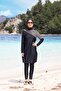 Serengeti Leopard Model Shoulder Patterned Lycra Design Hijab Double Swimsuit Set - 3